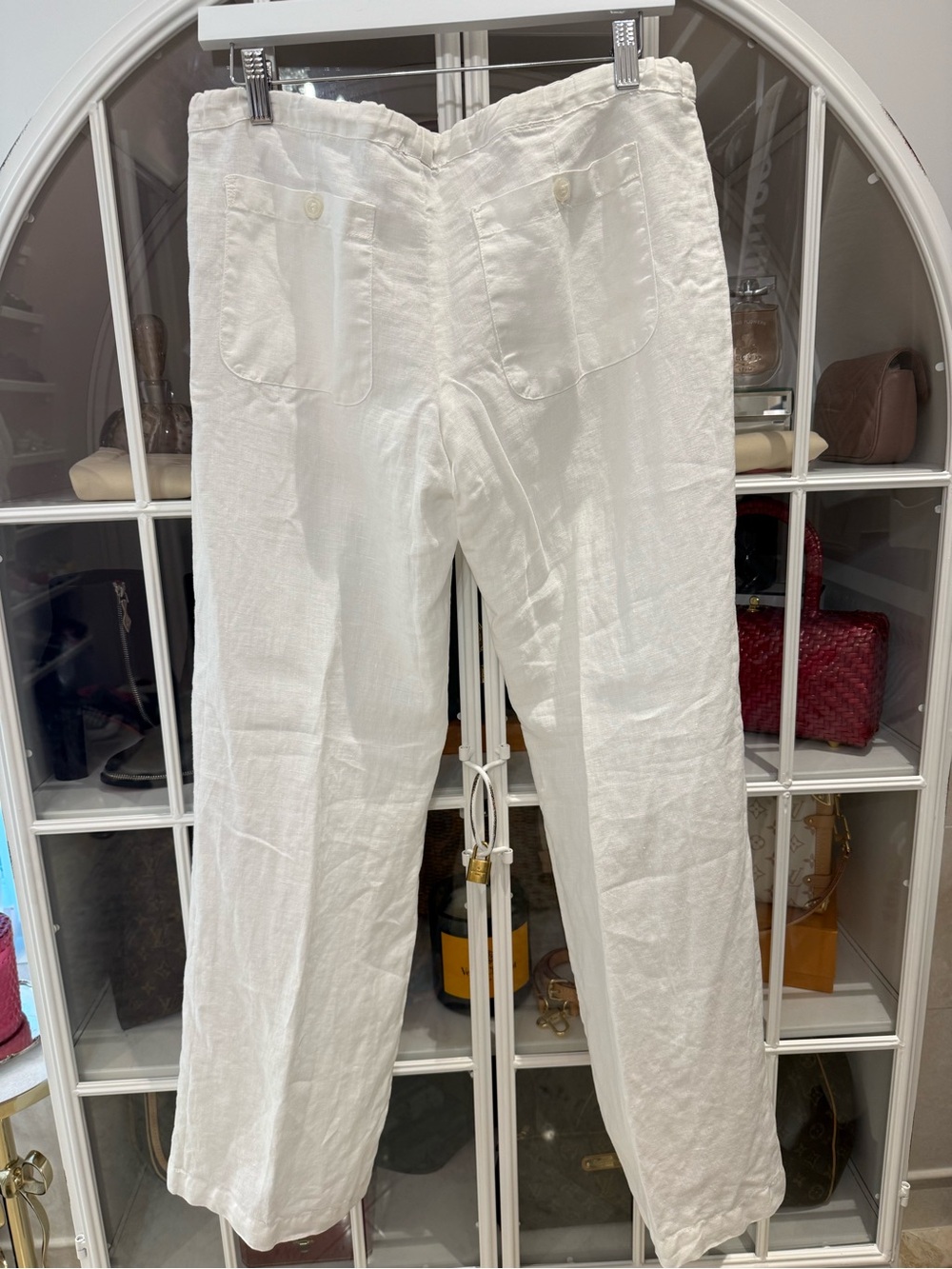 Allen Allen White Linen Pants with XS Pink Size Tag